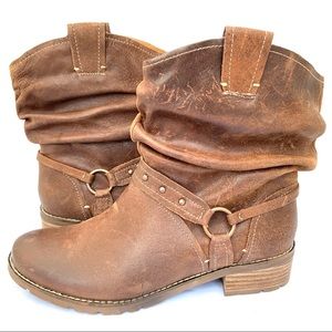 Sofft Leather Slouch Harness Bootie Tan Size 9.5